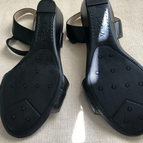 Women’s Black Sandal Slingback SZ 7.5 LifeStride Low Heel Preppy Open Toe Office - Picture 6 of 11